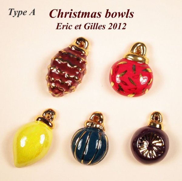 画像1: 【フェーブ】【限定】Christmas bowls クリスマスボール 5個 - Eric et Gilles 2012年 (S) (1)